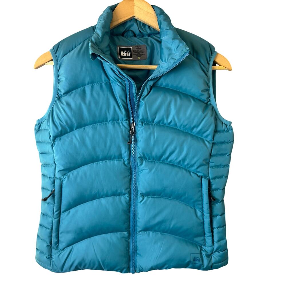 REI Puffer Vest Goose Down Women’s XS Blue Winter Ski Outdoors Hiking Warm